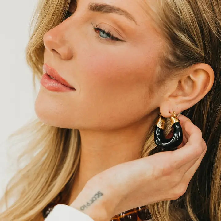 Rizzo Resin Chunky Hoops- Black
