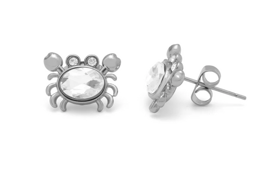 18K Gold PVD Stainless Steel Stone Crab Earrings