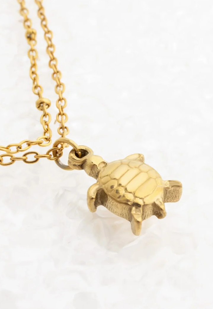 18K Gold PVD Stainless Steel Sea Turtle Charm Anklet