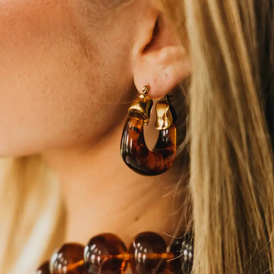 Rizzo Resin Chunky Hoops -Tortoise