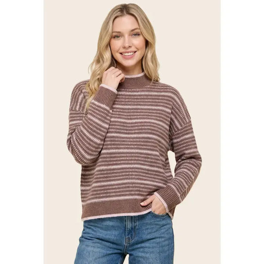 Mock Neck  Sweater-Rust