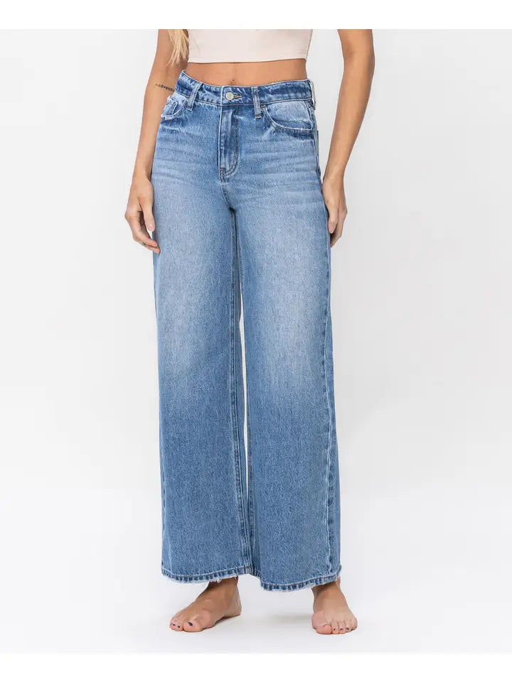 High Rise A-Line Trouser Wide Leg Jeans