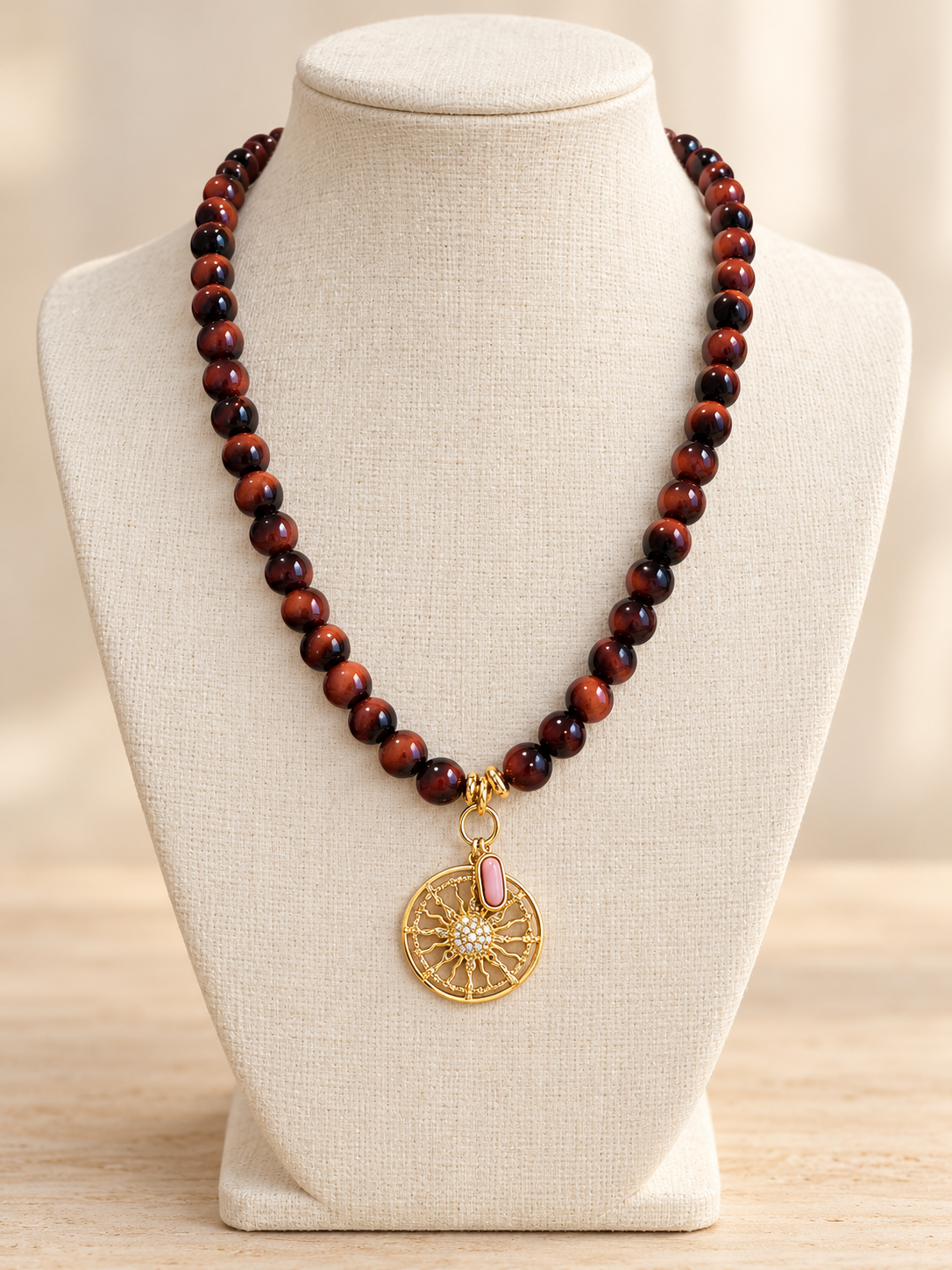 Golden Sun & Blush Beaded Necklace