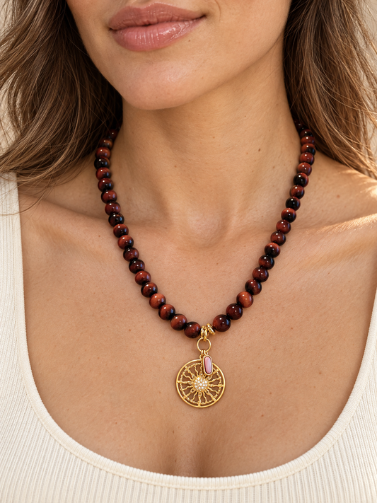 Golden Sun & Blush Beaded Necklace