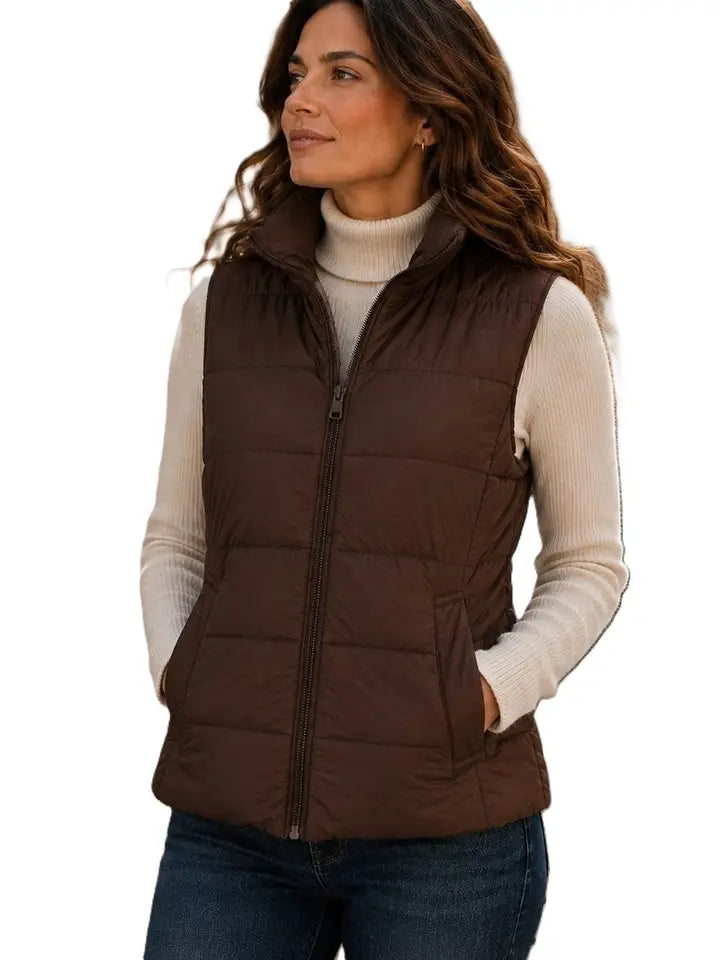 Puff Vest -Burgundy