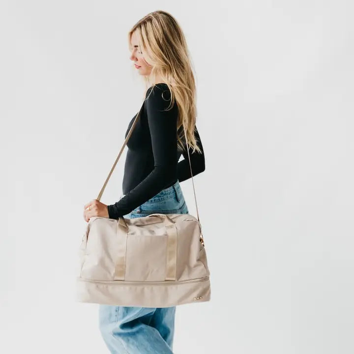 Nissa Nylon Weekender Bag Cream