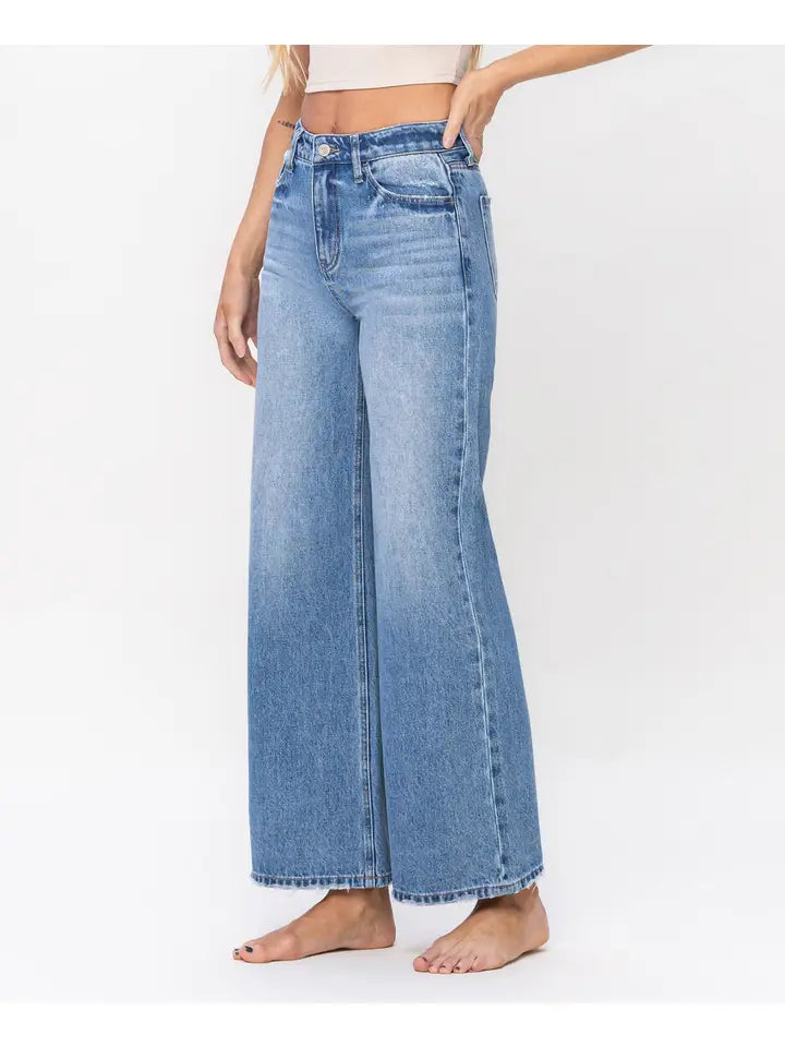 High Rise A-Line Trouser Wide Leg Jeans