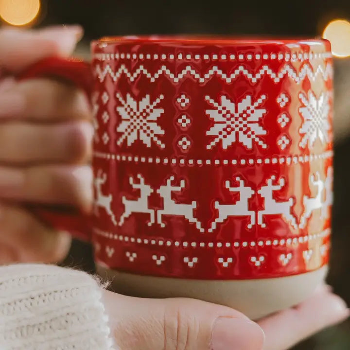 Fair Isle Sweater Stoneware Coffee Mug