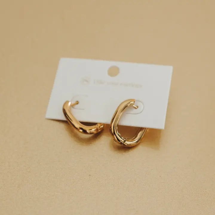 Oval Hoop Earrings - Waterproof Gold