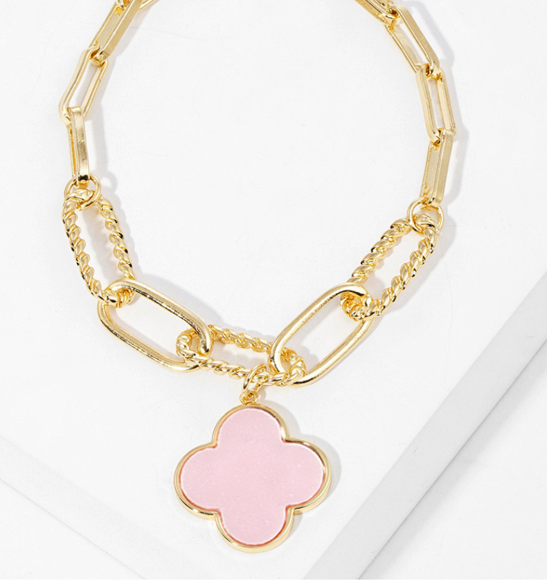 Gold Dipped Quatrefoil Charm Bracelet