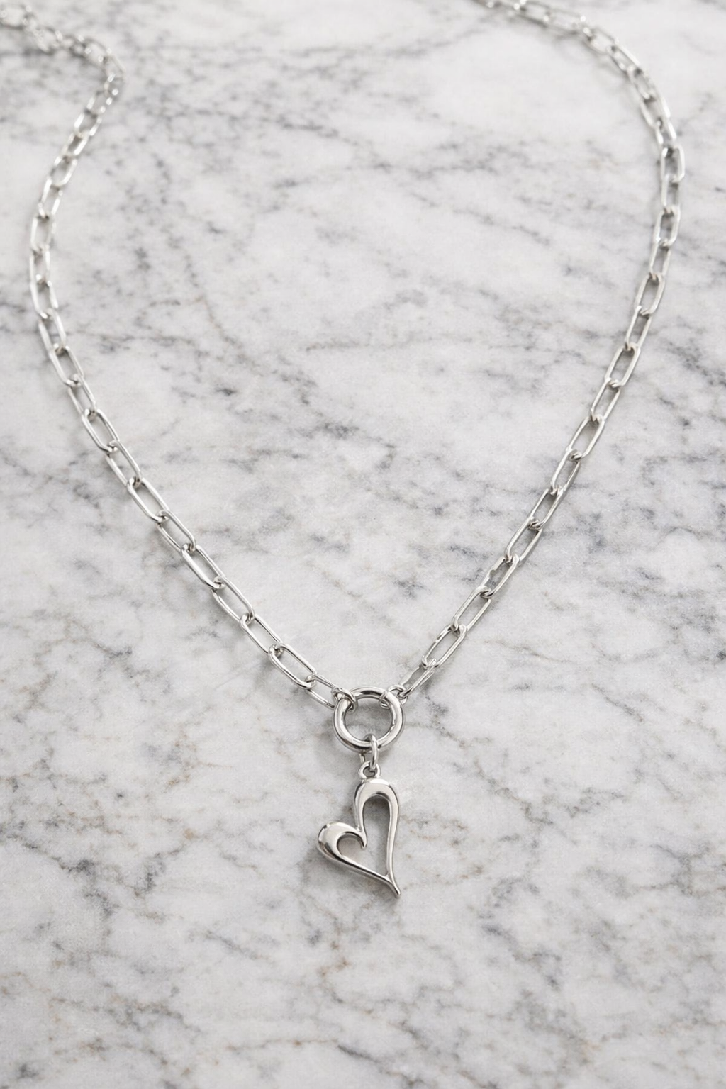 18K PVD Stainless Steel Paperclip Charm Holder Necklace with heart charm💕