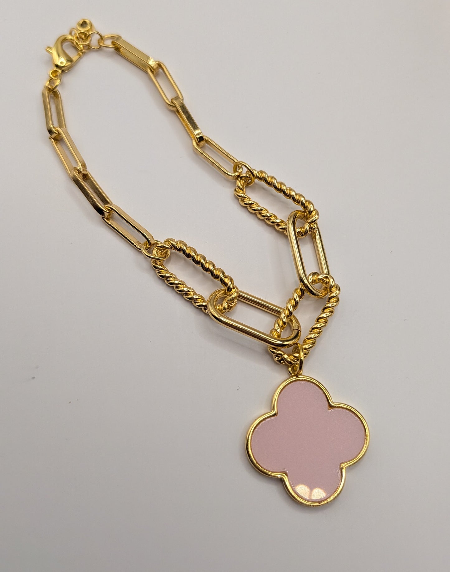 Gold Dipped Quatrefoil Charm Bracelet